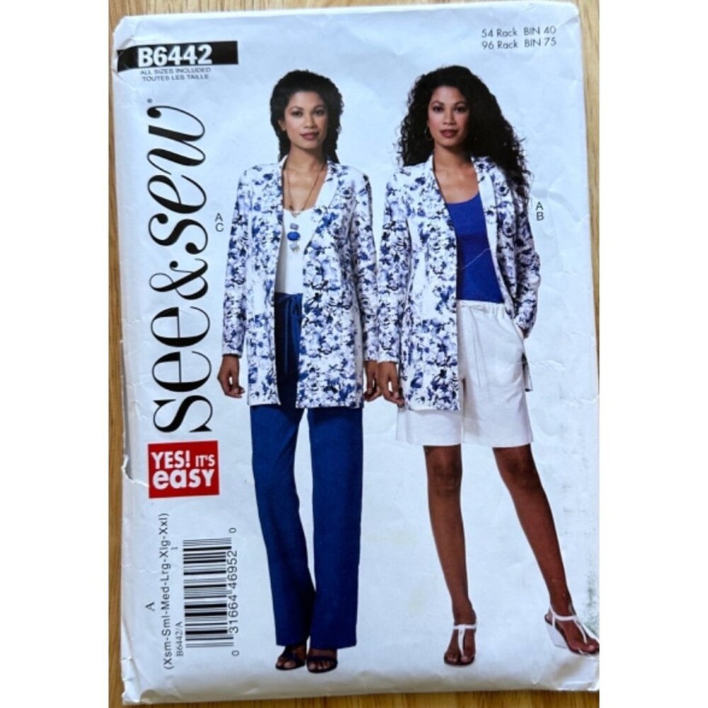 See and See Jacket Sizes XS - XXL, Shorts, Pants Women's Sewing Pattern